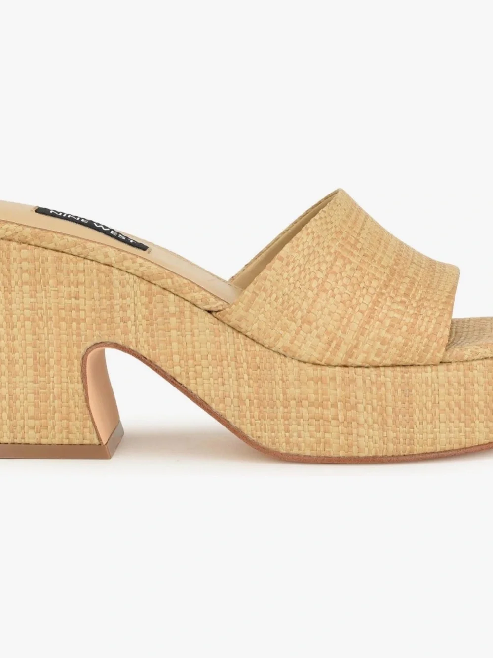 Nine West Natural Raffia Platform Slide Heels